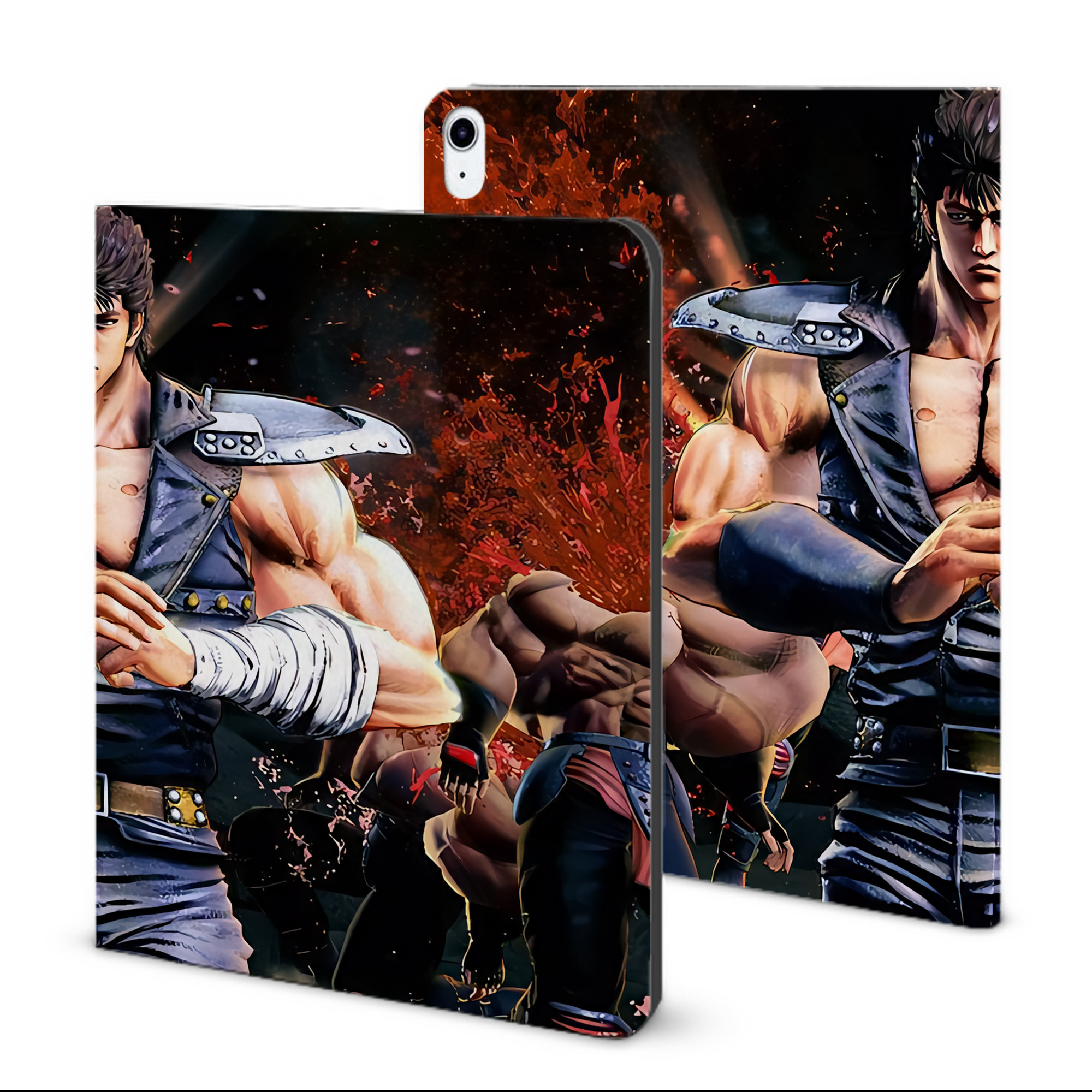 （画像用） 北斗の拳 Fist of the North Star IPad ケース ブック型 PUレザー TPU 耐衝撃 軽量 薄型 ペン収納なし 全面保護 IPad 各モデル対応